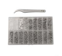 Kit de reparación de lentes de 1000 piezas con 13 tamaños de tornillos de acero inoxidable, tuercas, pernos, arandelas y pinzas en estuche de plástico organizado para gafas de sol, relojes, joyas