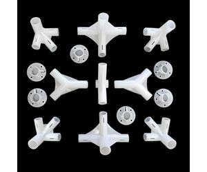 Kit de reparación de marco de cenador para tubos de 25 mm y 19 mm, piezas de repuesto de tienda de campaña con conectores centrales de esquina y pies, accesorios de plástico blanco para toldo (15