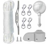 Kit de reparación de mástil con remate de bola, cuerda, mosquetones, abrazadera y polea de aluminio.