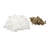 Kit de reparación de muebles con 100 cuñas y tornillos para flacidez para fijación inferior de cajón, plástico y acero inoxidable para soporte estable de muebles