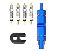 Kit de Reparación de Neumáticos Bicicleta: 4 Piezas Presta Valve Cores Bus con 2 Piezas Herramienta de Desmontaje de Obús Válvula, Adaptadores de Núcleo de Válvula Universal para Reparación de
