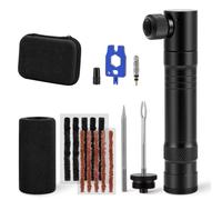 Kit de reparación de neumáticos de bicicleta sin cámara con inflador de CO2, herramienta de enchufe, tiras y estuche de almacenamiento