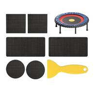 Kit de reparación de parche para trampolín, juego de 6 bandas de reparación para alfombras de trampolín, piezas de reparación formadas con raspador para juegos al aire libre de salto