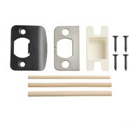 Kit de reparación de pestillo de puerta, placa de golpe tipo D con cuña espaciadora, refuerzo de seguridad de puerta de acero inoxidable para fijación de pestillo suelto, armario y accesorios de