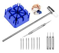 Kit de reparación de Relojes, Kit de Herramientas de Barra de Resorte con Correa de Reloj removedor de eslabones/Soporte de Correa de Reloj/Martillo Cabeza/pasadores de Reloj para relojero (Blue)