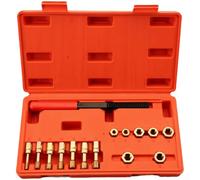 Kit de reparación de rosca, juego de 15 piezas de acero al carbono para fijación de tornillos automotrices y restauración de roscas dañadas en entornos profesionales de reparación mecánica