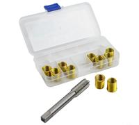 Kit de reparación de roscas de 11 piezas con 10 insertos de rosca de metal M12 x 1,25 y 1 grifo M14 x 1,25 para bujías, agujero, motor, generador y fijador de rosca de motor diésel en