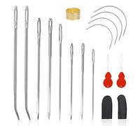 Kit de reparación de tapicería 12 piezas agujas de coser de cuero agujas de coser a mano agujas triangulares agujas de bolsa para reparación de lona