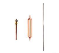 Kit de reparación de técnico HVAC con filtro de cobre, válvula de servicio de rosca SAE y varilla de soldadura de cobre fósforo BCuP-2 para juntas limpias y fuertes (2 juegos)