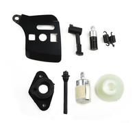 Kit de reparación del sistema de combustible de motosierra de 2 tiempos de 2500 25 cc con filtro de manguera, colector de admisión de engranaje sin fin y componentes de placa de barra