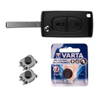 Kit de reparación Mando a Distancia para Radio de Coche con 2 Botones + VA2 en Blanco + batería Apto para Peugeot 407 Socio Citroen C2 C3 Berlingo