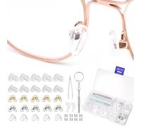 Kit de Reparación para Gafas - 25 Piezas Almohadillas de Nariz de Silicona Enroscables, Juego de Herramientas de Reparación de Anteojos Incluye Tornillos, Micro Destornillador y Paño de Limpieza