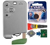 Kit de reparación Renault Kit de Llave para Auto Smartkey Control Remoto Estuche de reemplazo con 3 Botones + tecla de Emergencia Vacío + botón + batería para Renault Laguna 2 Espace 4 Vel Satis