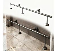 Kit de Reposapiés de Bar 1-6m, Acero Inoxidable 304 Acabado Satinado, con Tubo, Soportes de Pared, Tapones Finales y Conector Interno, para Bar de Casa(Black,4.2m/13.8ft)