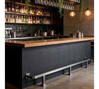 "Kit de reposapiés largo de acero inoxidable plateado - Soporte para barra bajo mostrador de 5,2/6,2/8,2 pies, diseño de tubo cuadrado para reposapiés de bar doméstico, soporte para pies dur