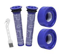 Kit de repuesto de 2 prefiltros y 2 postfiltros para aspiradora inalámbrica Dyson V7, V8 Animal y V8 Absolute, reemplaza la pieza # 965661-01 y 967478-01 - 4 filtros con 1 cepillo