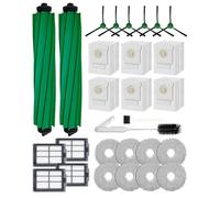 Kit de Repuesto de 28 Piezas para iRobot Aspiradora Robot Roomba Plus 405/505 Combo/507 Combo: 2 Cepillos Giratorios, 6 Cepillos Laterales, 6 Bolsas para Polvo, 4 Filtros HEPA, 8 Mopas(Serie 400/500)