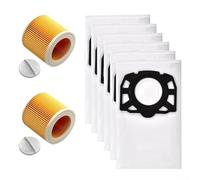 Kit de repuesto de bolsas y filtros de polvo para aspiradora Karcher WD3 WD2 WD2 Plus 4.5 galones de limpiador húmedo en seco, 6 bolsas, 2 filtros, juego de accesorios para filtración avanzada para