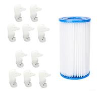 Kit de repuesto de cartucho de filtro tipo A/C con 10 esponjas absorbentes de aceite para eficiencia de filtración de piscina y spa sobre el suelo (C)