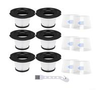 Kit de repuesto de filtro de aspiradora inalámbrico para Orfere para modelos V20 K17 A18 con seis filtros y un cepillo de limpieza, trampa de polvo de plástico blanco
