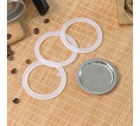 Kit de repuesto de juntas de silicona y filtro de acero inoxidable para ollas Moka de 3 tazas, 6 y 9 tazas, grado alimenticio, fugas, compatible con estufa (9 tazas)