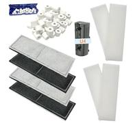 Kit de repuesto de medios de mantenimiento de acuarios, compatible con filtro interno Fluval U4 A480, para acuarios de agua dulce y salada, incluye 4 almohadillas de espuma de filtro, 4 cartuchos de