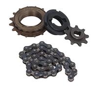 Kit de repuesto para bicicleta de acero metálico: rueda de 16 dientes, cadena de 38 eslabones y piñón de 9 dientes, con volante y conector, compatible con motores reductores