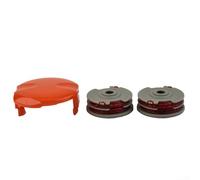 Kit de repuesto para carrete Flymo: para 2 bobinas de alimentación automática doble con línea y tapa a presión para Contour 500 700 Power Plus ETFor 23DX ETFor 25+DX