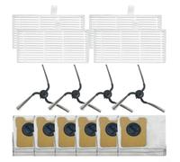Kit de repuesto para eufy Robot Vacuum C10 con estación de autovaciado, 4 cepillos laterales, 6 bolsas para el polvo y 4 filtros HEPA, accesorios para una limpieza profunda de bordes y alérgenos