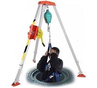 Kit de rescate de trípode de aluminio retráctil, protección contra caídas para espacios reducidos, cabrestante de 1800 libras para pozos/tubos subterráneos (3 piezas) - Seguridad y eficiencia