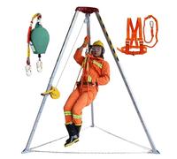 Kit de rescate, Kit de trípode rescate alta resistencia con cabrestante y arnés seguridad, plegable for pozos, acceso túneles alcantarillado(2600LBS Winch+Safe Belt)