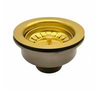 Kit de Residuos de Fregadero Dorado 114 mm en Acero Inoxidable y PVC - Cesta de Cocina con Tapón Colador G1½