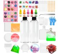 Kit de Resina Epoxi,Kit Resina Epoxi Transparente,500 ml, Juego de fundición de Resina con moldes de Resina epoxi, para Bricolaje, Artesanía, Hacer Colgante, Llavero, Joyas