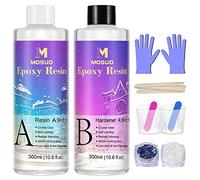 Kit de Resina Epoxi Transparente para Principiantes - 600ml/23oz Sintética con Accesorios, Brillo, Tazas Medidoras - para Artesanía y Fabricación de Joyas