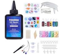 Kit de resina ultravioleta con lámpara, kit de resina 106pcs, que contiene 100g de resina ultravioleta dura de baja viscosidad, pigmentos, kit de accesorios de resina, para la fabricación de joyas