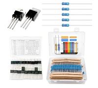Kit de resistencias de 30 valores, 600 unidades, 1/2 W, 1 %, película metálica, 1R-1 m, ohmios, con 10 valores, 20 unidades TO-220, kits de regulador de voltaje LM317T L7805CV L7812CV L7815CV TIP120