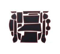 Kit de Revestimiento Almohadilla Antideslizante De Goma con Ranura para Puerta, para Posavasos Lnter para Nissan para Note E12 2012-2019(Rojo)