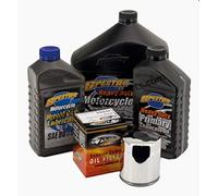 Kit de revisión de aceite de motor 20W-50 + primaria + cambio + filtro de aceite cromado para Harley Dyna Softail Touring V-Rod de 1999 a 2017