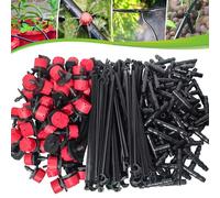 Kit de riego automático por goteo de 300 piezas, sistema de riego de jardín ajustable, micro goteros de riego, soporte de manguera y estacas en T para sistema de riego de manguera de 4/7 mm