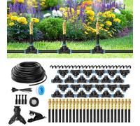 Kit de riego integral para jardín de 360°, Kit Nebulizador Jardín con Manguera de 30m + 24 boquillas Ajustables + adaptador de conexión rápida para jardines, invernaderos y parterres