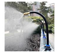 Kit de riego jardín DIY, aspersor niebla ajustable, negro, 5-80m(50m/164ft)