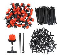 Kit de Riego por Goteo Automátic, 50 Goteros de Riego Ajustables + 50 Tee Conectores + 50 Estaca Microtubo Piqueta para Manguera de 4/7mm, Sistema de Riego para Césped, Jardín, Agricultura