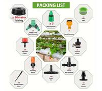 Kit de riego por goteo automático de 50 conector rápido, de riego y nebulización DIY con tubería de distribución de , boquilla, y accesorios con púas para plantas, invernadero, jardín y patio