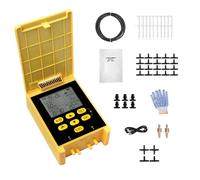 Kit de riego por goteo de doble bomba con energía solar, bloqueo de riego automático de bloqueo de bloqueo 2 con detección de lluvia para la pantalla digital para el patio de (para 20 plantas de