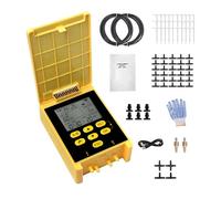 Kit de riego por goteo de doble bomba con energía solar, bloqueo de riego automático de bloqueo de bloqueo 2 con detección de lluvia para la pantalla digital para el patio de (para 30 plantas de