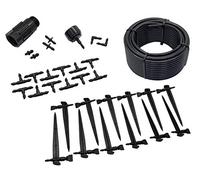 Kit de riego por goteo para 12 plantas. Incluye 12 goteros regulables con estaca, adaptador de grifo y reductor de presión. Además de 15 metros de microtubo de 4mm.