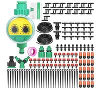Kit de riego por goteo para plantas con temporizador automático electrónico boquillas nebulizadores goteros y tuberías jardín césped patio