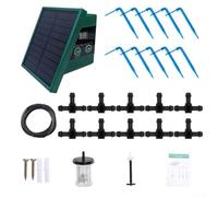 Kit de riego por goteo solar, 30 duraciones y 10 intervalos de programación, duración de la batería de 30 días, manguera de 10 m, 10 goteros, para jardín, balcón, invernadero, fácil de instalar