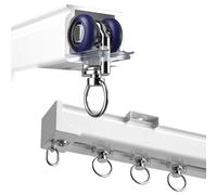 Kit De Riel De Cortina Corredera De Aluminio, Pista De Techo De Lujo, Carril De Cortina Con Rodillos Universal, 40kg Carga Pesada, Proporciona Soportes De Pared Y Techo