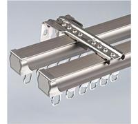 Kit de riel de cortina de aluminio de doble riel resistente para techo o pared para divisor de habitación, 2 x 85 cm (170 cm), solución duradera y versátil